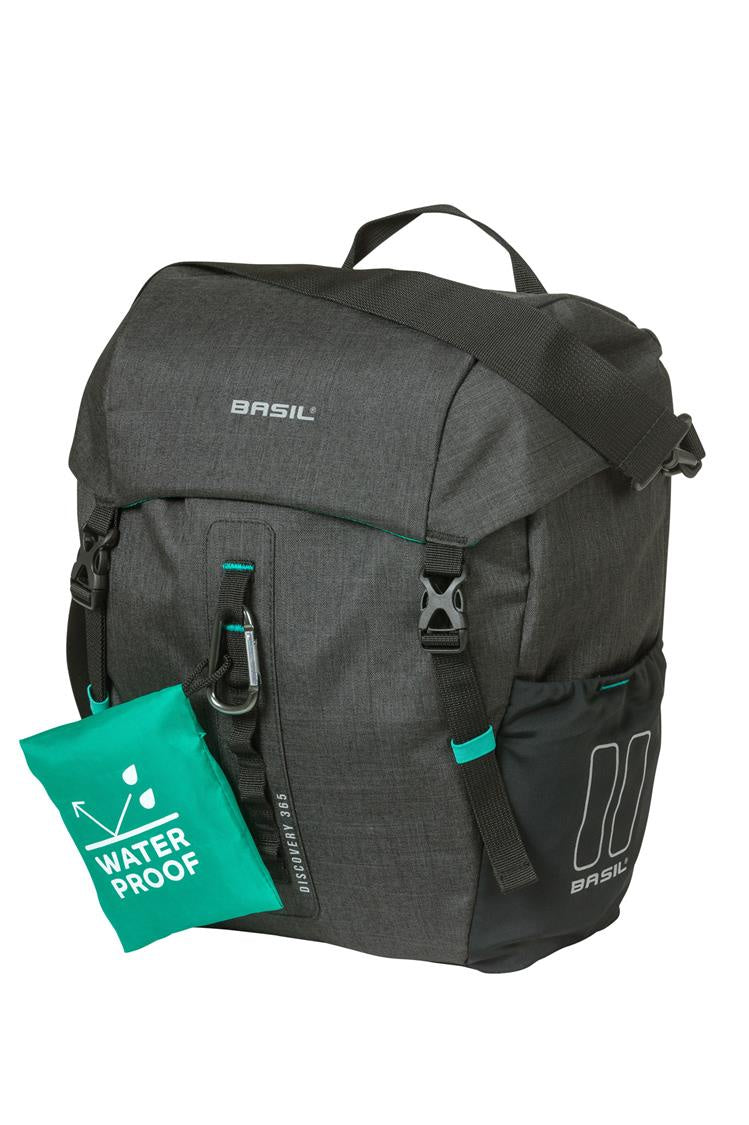 BASIL DISCOVERY 365D, SINGLE BAG, 9L, BLACK (INCLUDES RAIN COVER)