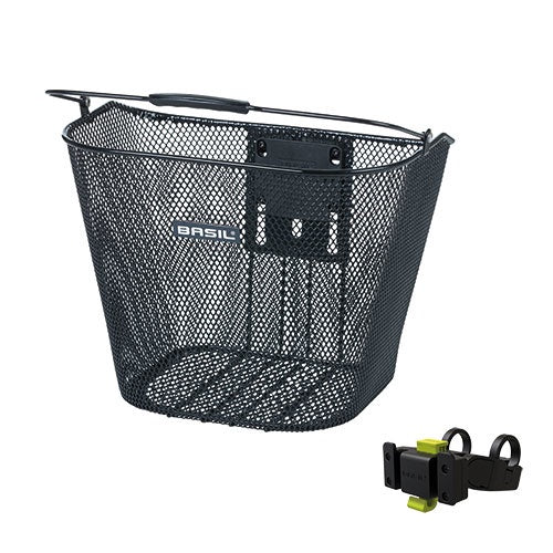 BASIL BREMEN , FRONT BASKET, MESH, BLACK INCLUDES KF HANDLEBAR HOLDER