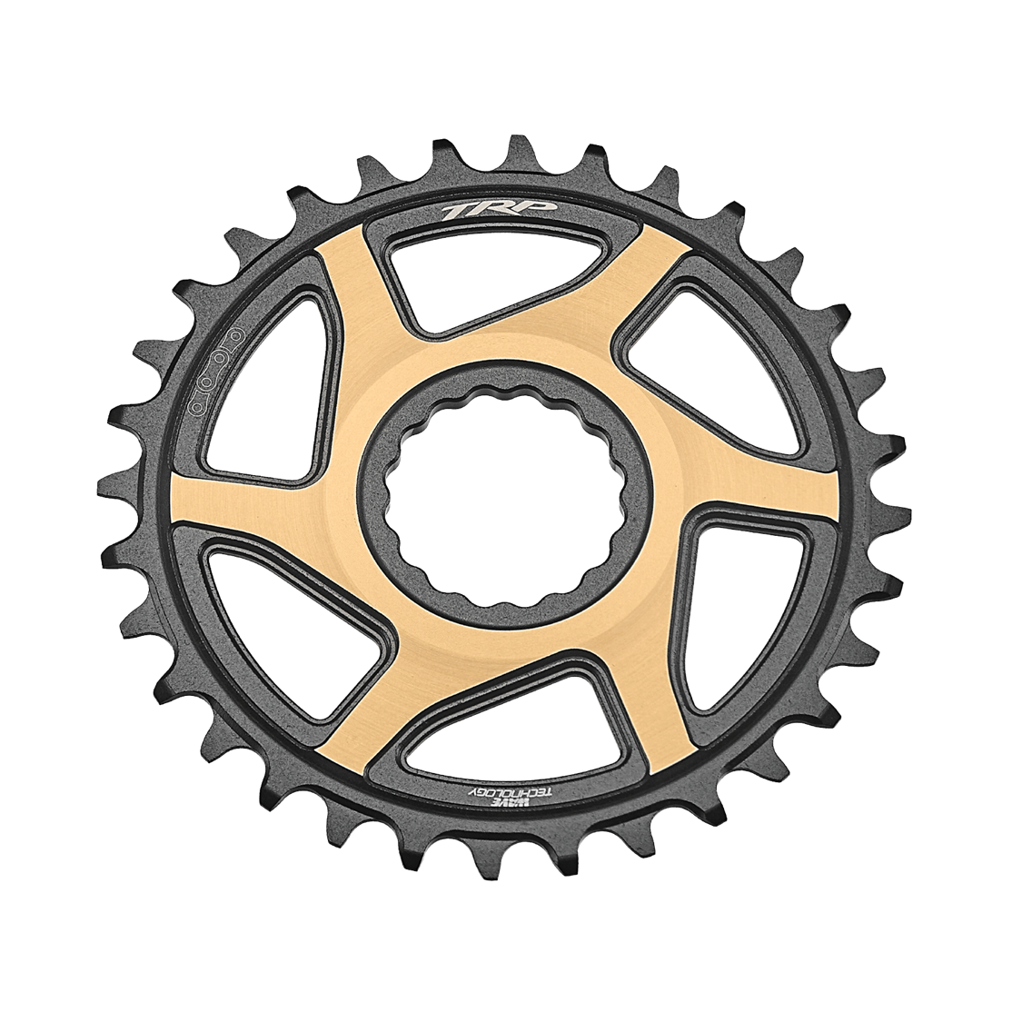 TRP 32T Boost 3mm Offset Chainring (CR-M9050), Duotone (Sandblasted Black/Gold)