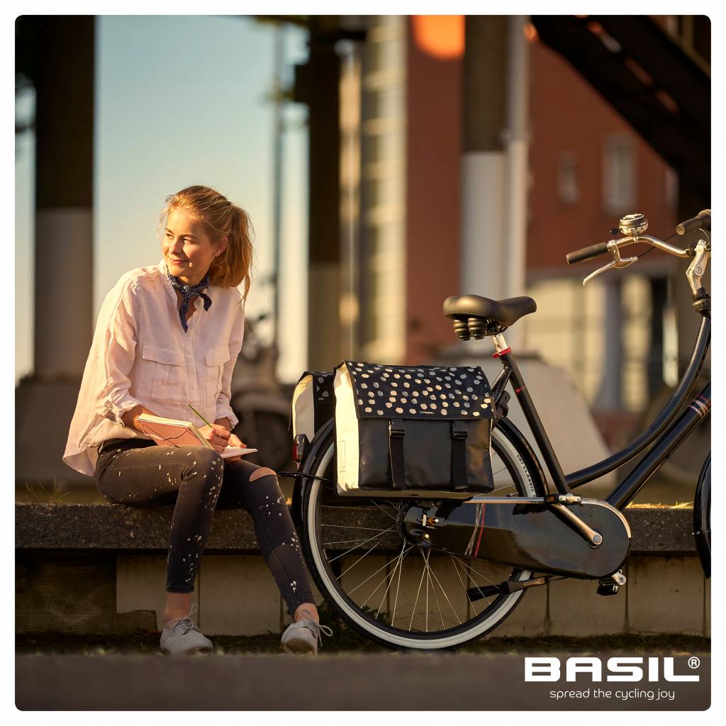 BASIL URBAN LOAD DOUBLE BAG BLACK REFLECTIVE/WHITE